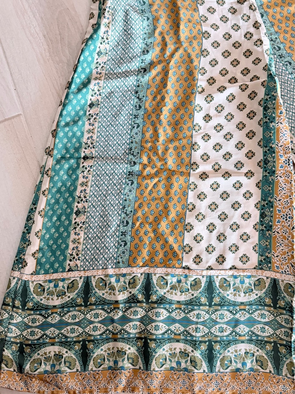 Vici Teal & Gold Striped Hobo Satin Jumpsuit - Picture 4 of 9